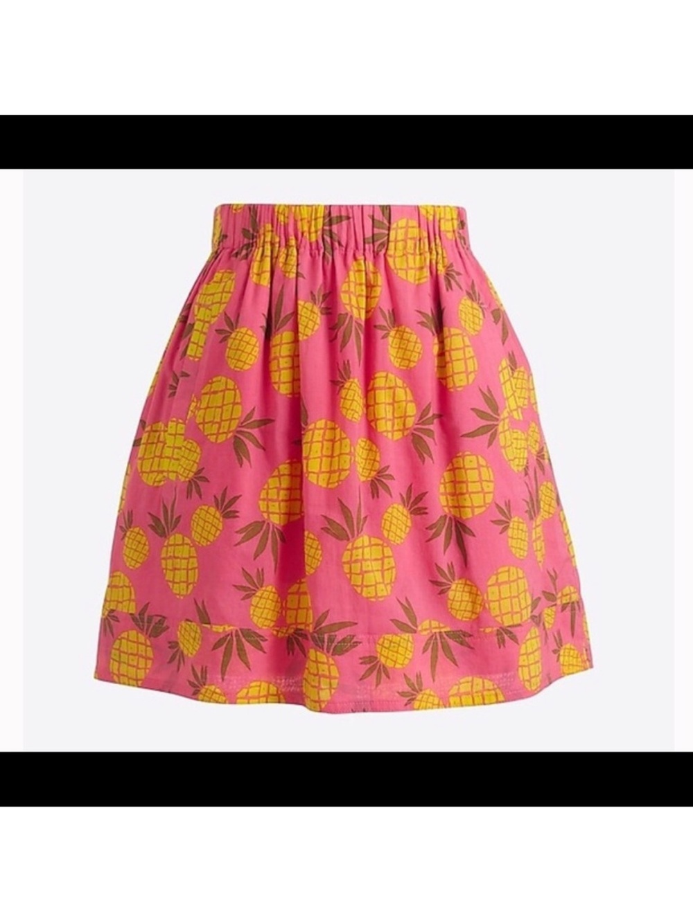NWOT J. Crew Pink and Yellow Skirt with Pineapple Design Small